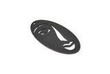 Black Face Charm, 4 Oxidized Black Brass Face Charms With 1 Hole (38x19x0.80mm) D0642