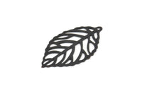 Black Leaf Charm, 24 Oxidized Black Brass Leaf Charm Earrings With 1 Hole, Earrings, Findings (27x16x0.40mm) D1285