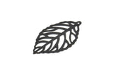 Black Leaf Charm, 24 Oxidized Black Brass Leaf Charm Earrings With 1 Hole, Earrings, Findings (27x16x0.40mm) D1285