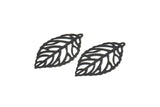 Black Leaf Charm, 24 Oxidized Black Brass Leaf Charm Earrings With 1 Hole, Earrings, Findings (27x16x0.40mm) D1285