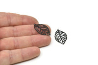 Black Leaf Charm, 24 Oxidized Black Brass Leaf Charm Earrings With 1 Hole, Earrings, Findings (27x16x0.40mm) D1285