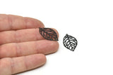 Black Leaf Charm, 24 Oxidized Black Brass Leaf Charm Earrings With 1 Hole, Earrings, Findings (27x16x0.40mm) D1285