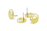Brass Round Earring, 8 Raw Brass Circle Stud Earrings (13x0.80mm) A2995