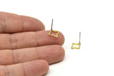 Brass Geometric Earring, 10 Raw Brass Geometric Stud Earrings (10x1mm) BS 2178 A5585