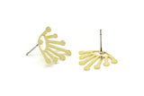 Brass Dandelion Earring, 8 Raw Brass Taraxacum Shaped Stud Earrings (20x18x0.60mm) A5884