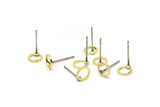 Brass Circle Earrings, 12 Raw Brass Circle Stud Earrings (6x0.8x0.8mm) A0899 A5750