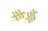 Earring Studs, 8 Raw Brass -  Stud Earrings - Brass Earrings - Earrings (18x11x0.80mm) A6585