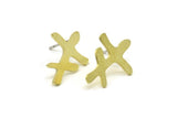 Earring Studs, 8 Raw Brass -  Stud Earrings - Brass Earrings - Earrings (18x13x0.80mm) A1687