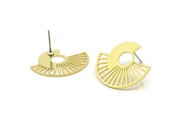 Earring Studs, 6 Raw Brass -  Stud Earrings - Brass Earrings - Earrings (24x20x0.60mm) A5848