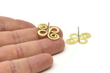 Earring Studs, 6 Raw Brass -  Stud Earrings - Brass Earrings - Earrings (25x21x0.60mm) A5850