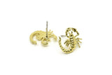 Brass Scorpio Earring, 6 Raw Brass Scorpio Sign Stud Earrings, Zodiac Earring Findings, Zodiac Sign Jewelries (13x13mm) SY0162