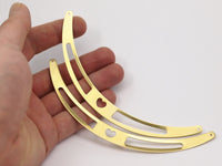 Brass Heart Choker, 3 Raw Brass Choker Findings with 2 Holes (140mm)    D167--C082