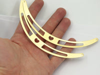 Brass Heart Choker, 3 Raw Brass Choker Findings with 2 Holes (140mm)    D167--C082