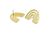 Earring Studs, 2 Raw Brass - U Shape Earrings - Brass Earrings - Earrings (20x25x1mm) N1463