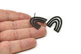 Küpe Çivisi, 2 Oksitlenmiş Siyah Pirinç - U Şeklinde Küpeler - Siyah Küpeler - Küpeler (20x25x1mm) N1463 H1569