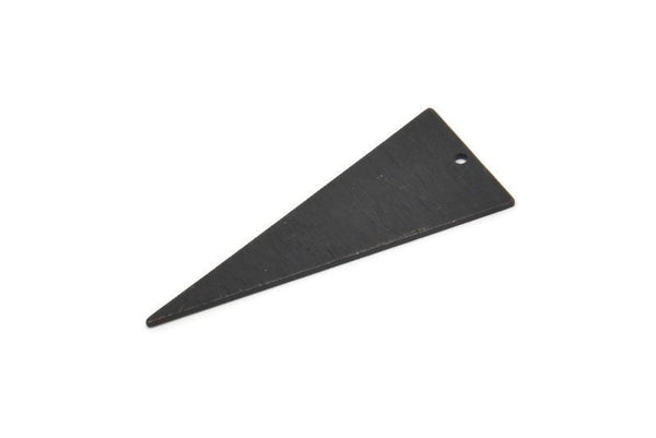 Black Triangle Charm, 6 Textured Oxidized Black Brass Triangle Charms With 1 Hole, Earrings, Findings (37x15x0.80mm) D1404