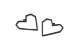 Black Heart Charm, 10 Oxidized Black Brass Heart Charms With 1 Loop, Earrings, findings (20x1mm) D1257