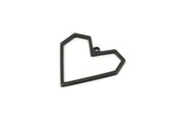 Black Heart Charm, 10 Oxidized Black Brass Heart Charms With 1 Loop, Earrings, findings (20x1mm) D1257