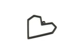 Black Heart Charm, 10 Oxidized Black Brass Heart Charms With 1 Loop, Earrings, findings (20x1mm) D1257