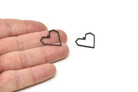 Black Heart Charm, 10 Oxidized Black Brass Heart Charms With 1 Loop, Earrings, findings (20x1mm) D1257