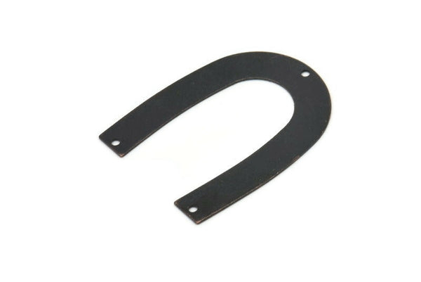 Black Geometric Charm, 6 Oxidized Black Brass U Shaped Pendants With 3 Holes, Charms, Findings (35x27x0.50mm) D0614