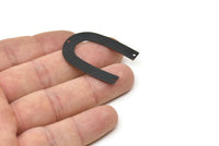 Black Geometric Charm, 6 Oxidized Black Brass U Shaped Pendants With 3 Holes, Charms, Findings (35x27x0.50mm) D0614