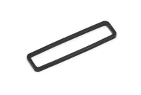 Black Rectangle Charm, 6 Oxidized Black Brass Open Rectangle Connectors (10x40x1.5mm) D1647
