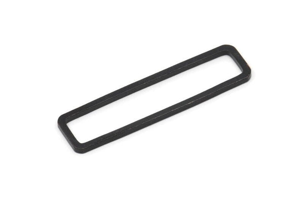 Black Rectangle Charm, 6 Oxidized Black Brass Open Rectangle Connectors (10x40x1.5mm) D1647