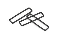 Black Rectangle Charm, 6 Oxidized Black Brass Open Rectangle Connectors (10x40x1.5mm) D1647