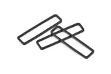 Black Rectangle Charm, 6 Oxidized Black Brass Open Rectangle Connectors (10x40x1.5mm) D1647