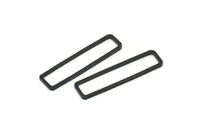 Black Rectangle Charm, 6 Oxidized Black Brass Open Rectangle Connectors (10x40x1.5mm) D1647