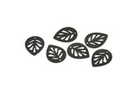 Siyah Yaprak Tılsımı, 1 Delikli 12 Oksitlenmiş Siyah Pirinç Yaprak Tılsımı, Küpeler, Bulgular (14x11x0,80 mm) D1073