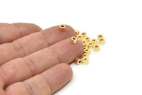 Industrial Spacer Bead, 12 Gold Plated Brass Industrial Spacer Beads, Findings (4x2.90mm) A0551
