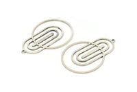 Silver Round Charm, 2 Antique Silver Plated Brass Oval Charms With 1 Loop, Findings (37x26x0.80mm) SMP0920 A4586