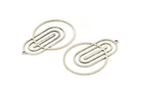 Silver Round Charm, 2 Antique Silver Plated Brass Oval Charms With 1 Loop, Findings (37x26x0.80mm) SMP0920 A4586