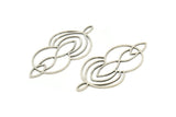 Silver Marquise Charm, 4 Antique Silver Plated Brass Circle Charms With 1 Loop (37x18x0.60mm) A6654