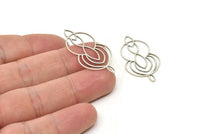 Silver Marquise Charm, 4 Antique Silver Plated Brass Circle Charms With 1 Loop (37x18x0.60mm) A6654