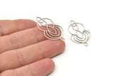 Silver Marquise Charm, 4 Antique Silver Plated Brass Circle Charms With 1 Loop (37x18x0.60mm) A6654
