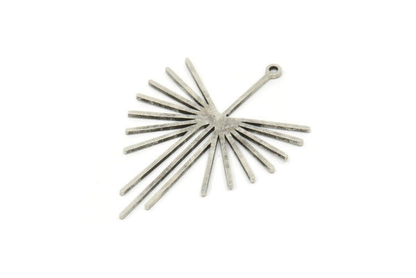 Silver Irregular Charm, 6 Antique Silver Plated Brass Irregular Shaped Charms With 1 Loop, Charm Pendants (40x28x0.80mm) SMP0396 A3824