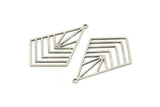 Silver Diamond Charm, 4 Antique Silver Plated Brass Diamond Shaped Charms With 1 Loop, Pendant Findings (32x23x0.60mm) SMP0671 A3223