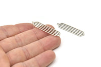 Silver Oval Charm, 6 Antique Silver Plated Brass Oval Charms With 1 Loop, Earring Charms (37x8x0.60mm) SMP0944 A3982