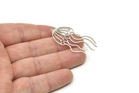 Silver Jellyfish Charm, 4 Antique Silver Plated Brass Jellyfish Charms With 1 Loop, Charm Pendants (43x21x0.60mm) SMP0977 A5324