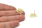Brass Dandelion Earring, 8 Raw Brass Taraxacum Shaped Stud Earrings (20x18x0.60mm) A5884