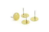 Brass Round Earring, 10 Textured Raw Brass Circle Stud Earrings With 1 Hole (10mm) A1925 A3922