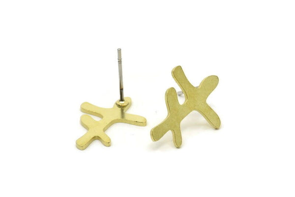 Earring Studs, 8 Raw Brass -  Stud Earrings - Brass Earrings - Earrings (18x13x0.80mm) A1687
