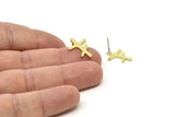 Earring Studs, 8 Raw Brass -  Stud Earrings - Brass Earrings - Earrings (18x13x0.80mm) A1687