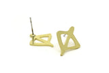 Earring Studs, 8 Raw Brass -  Stud Earrings - Brass Earrings - Earrings (18x15x0.80mm) A6587