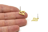 Earring Studs, 8 Raw Brass -  Stud Earrings - Brass Earrings - Earrings (18x15x0.80mm) A6587