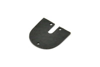 Black Geometric Charm, 4 Hammered Oxidized Black Brass U Shaped Pendants With 3 Holes, Charms, Findings (18x17x1mm) N0924