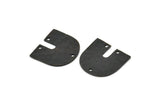 Black Geometric Charm, 4 Hammered Oxidized Black Brass U Shaped Pendants With 3 Holes, Charms, Findings (18x17x1mm) N0924